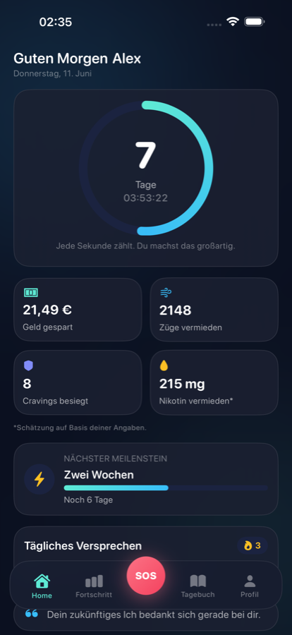 Luft Home: Live-Streak und gespartes Geld